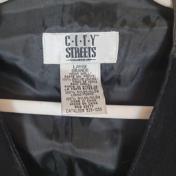 Vintage City Streets Vest Mens Large Black Suede Leather Western Rodeo Frontier - Picture 4 of 6